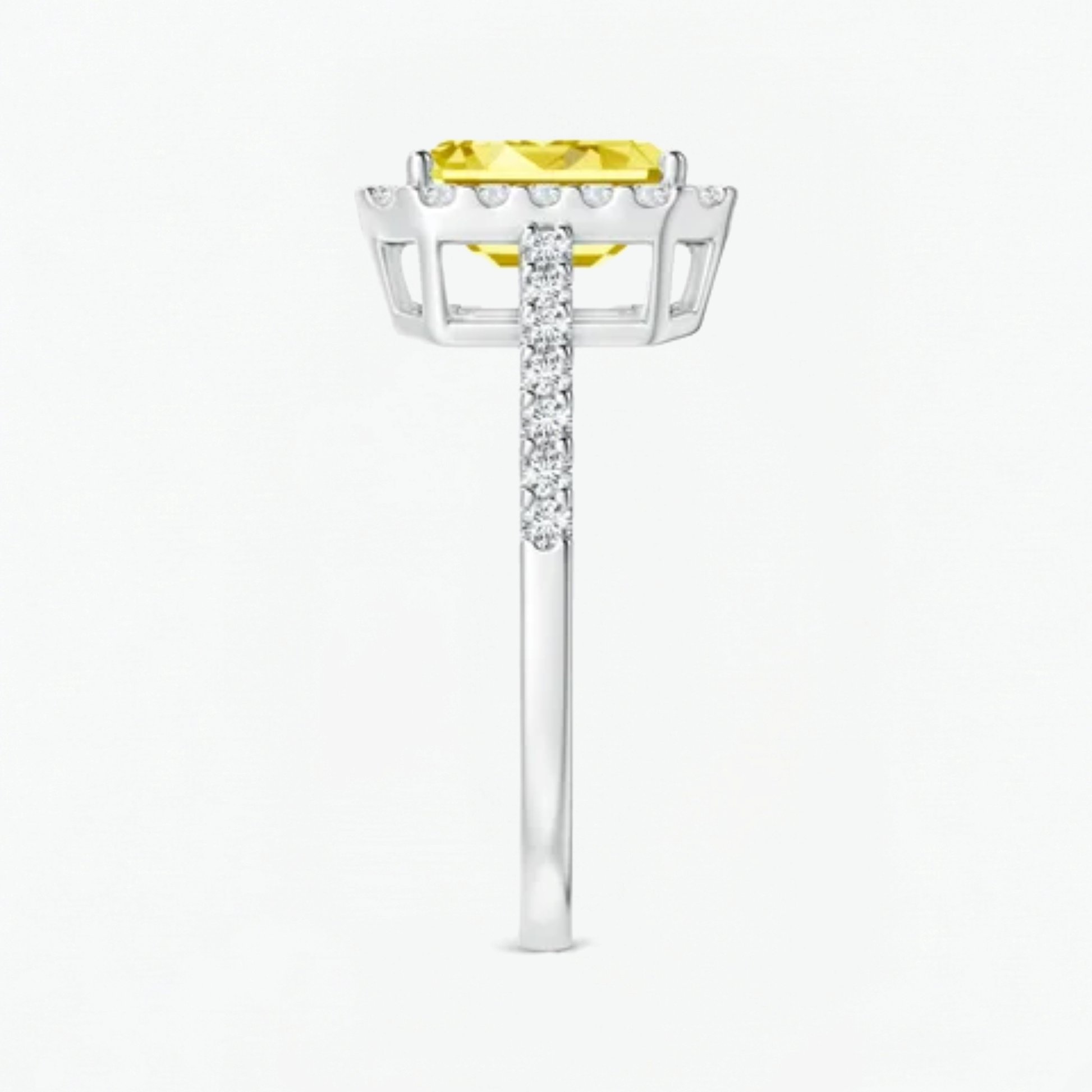 Fancy Yellow Emerald Diamond Halo Engagement Ring