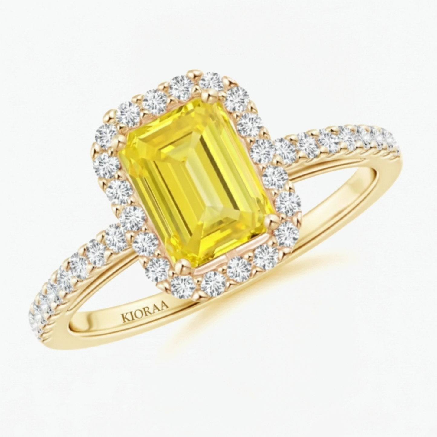 Fancy Yellow Emerald Diamond Halo Engagement Ring