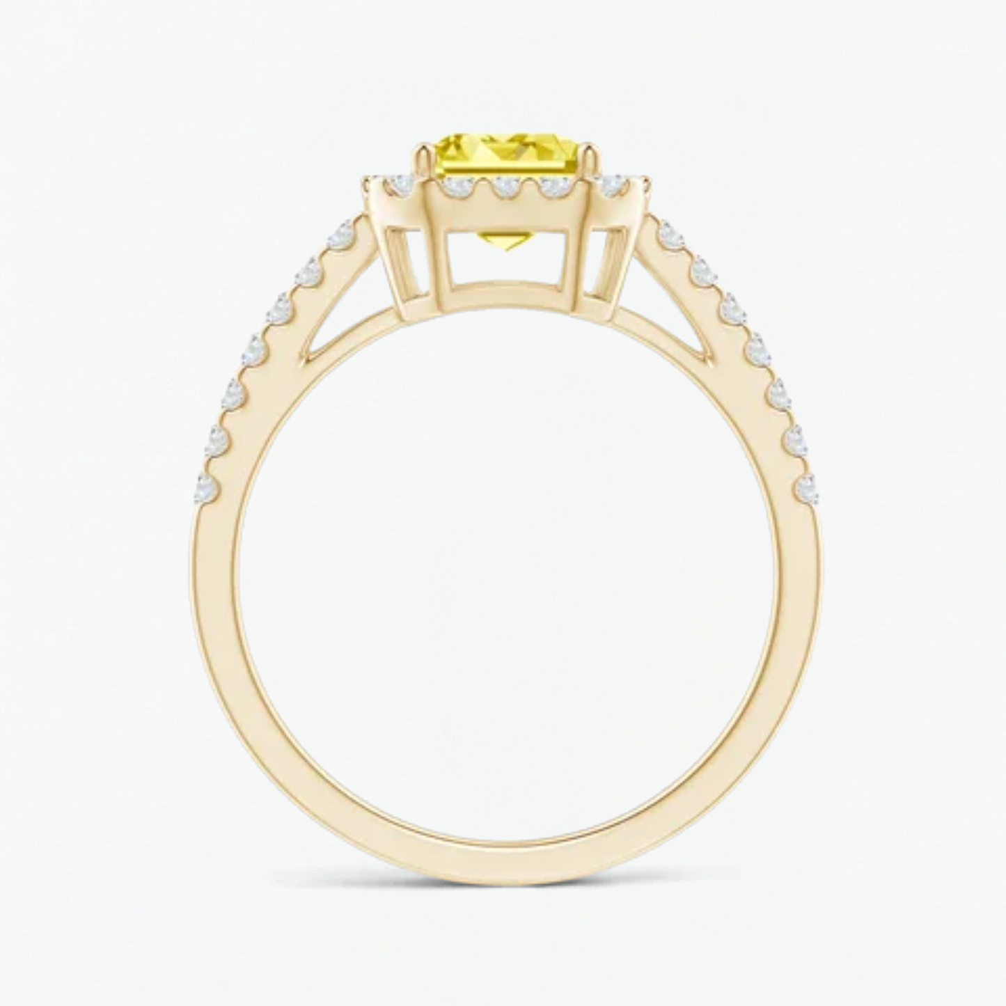 Fancy Yellow Emerald Diamond Halo Engagement Ring