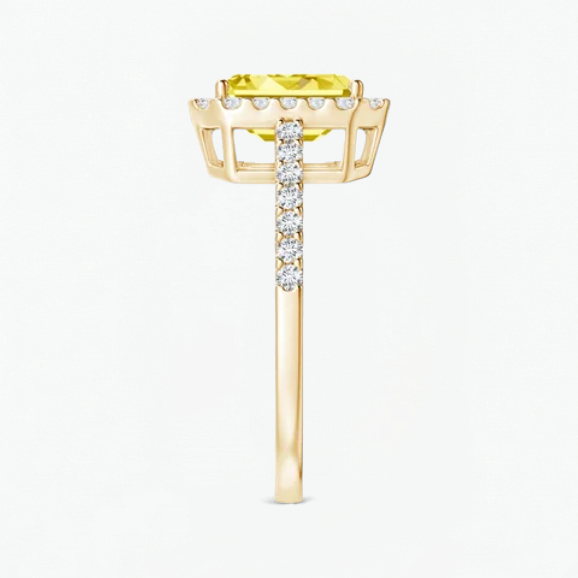 Fancy Yellow Emerald Diamond Halo Engagement Ring