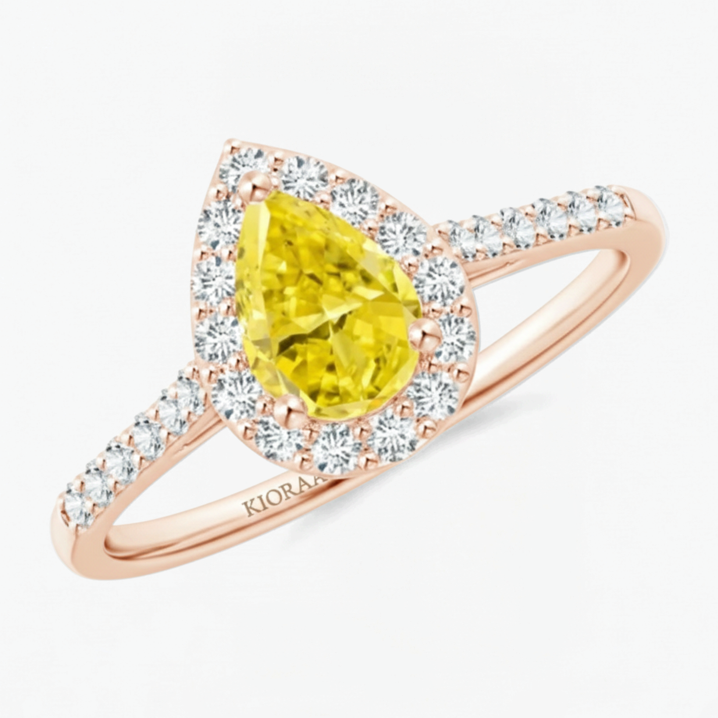 Fancy Yellow Pear Diamond Halo Engagement Ring