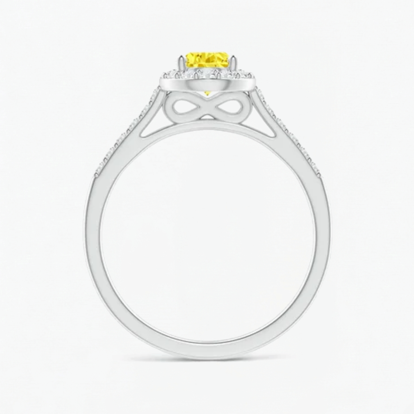 Fancy Yellow Pear Diamond Halo Engagement Ring