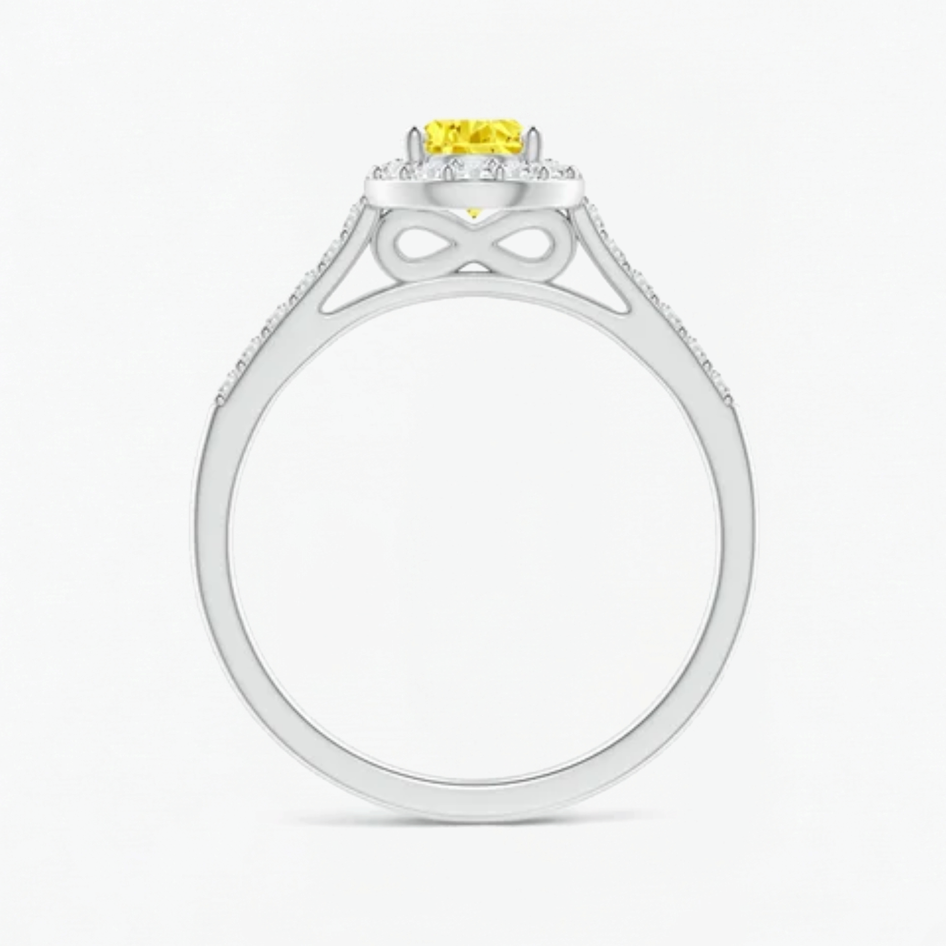 Fancy Yellow Pear Diamond Halo Engagement Ring