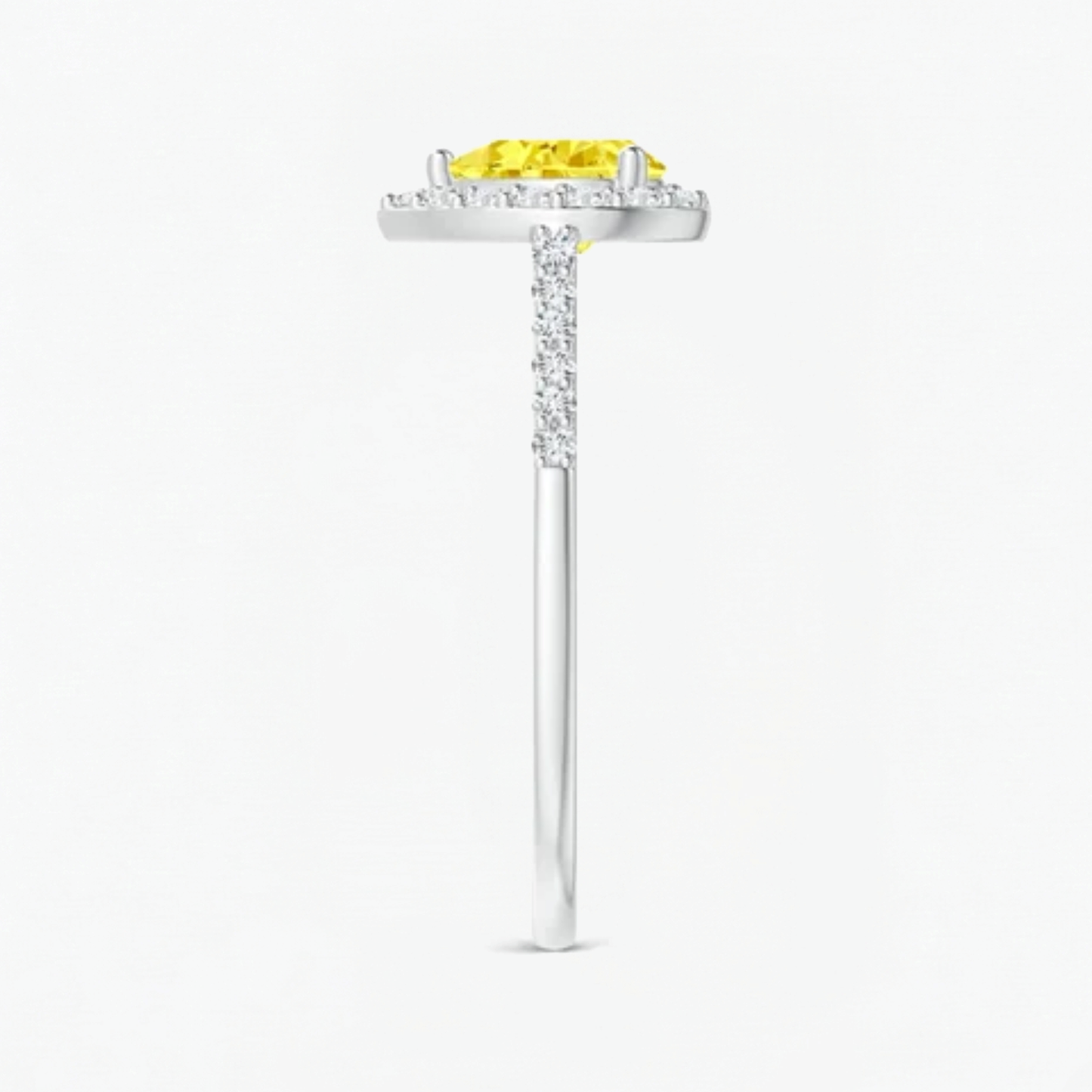 Fancy Yellow Pear Diamond Halo Engagement Ring