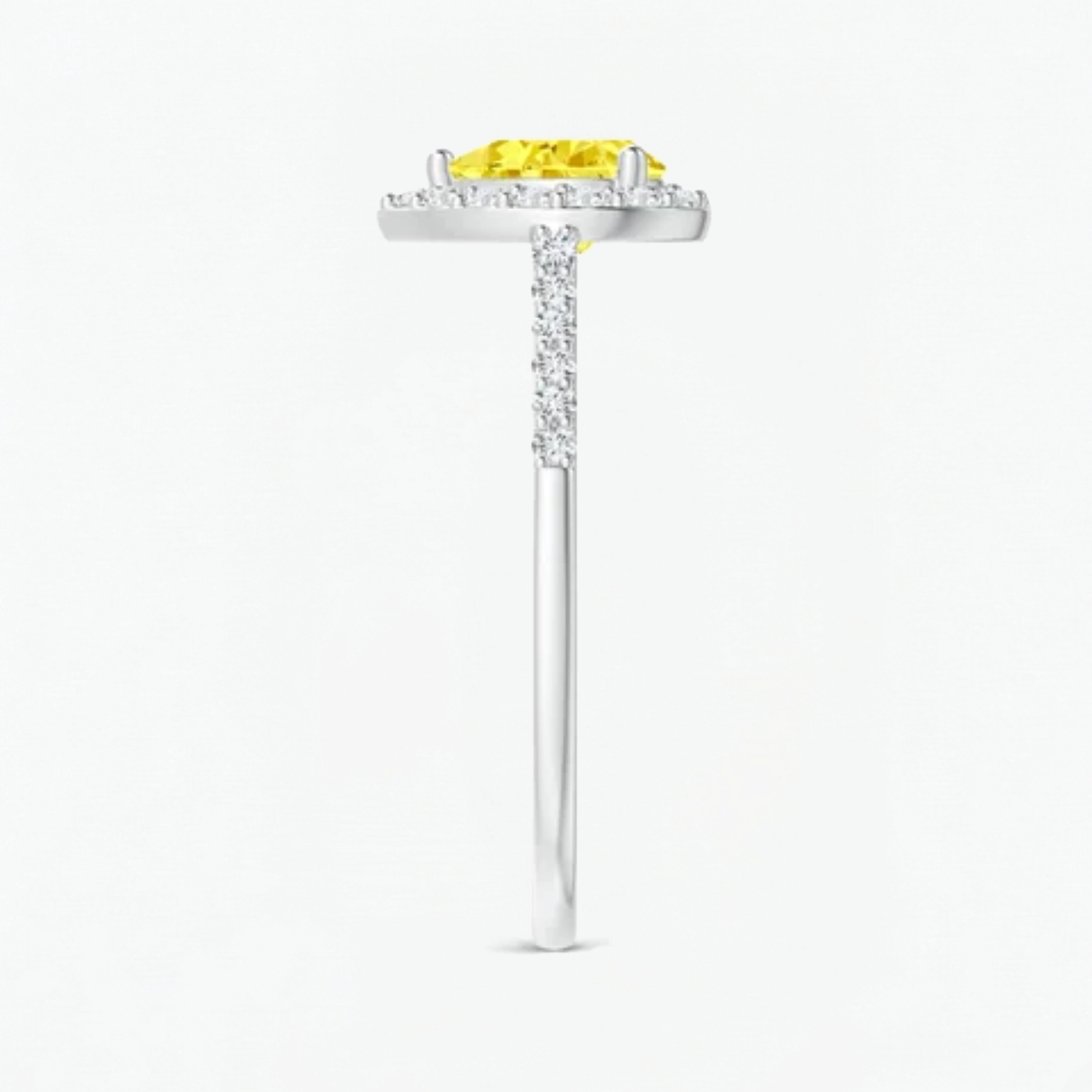 Fancy Yellow Pear Diamond Halo Engagement Ring