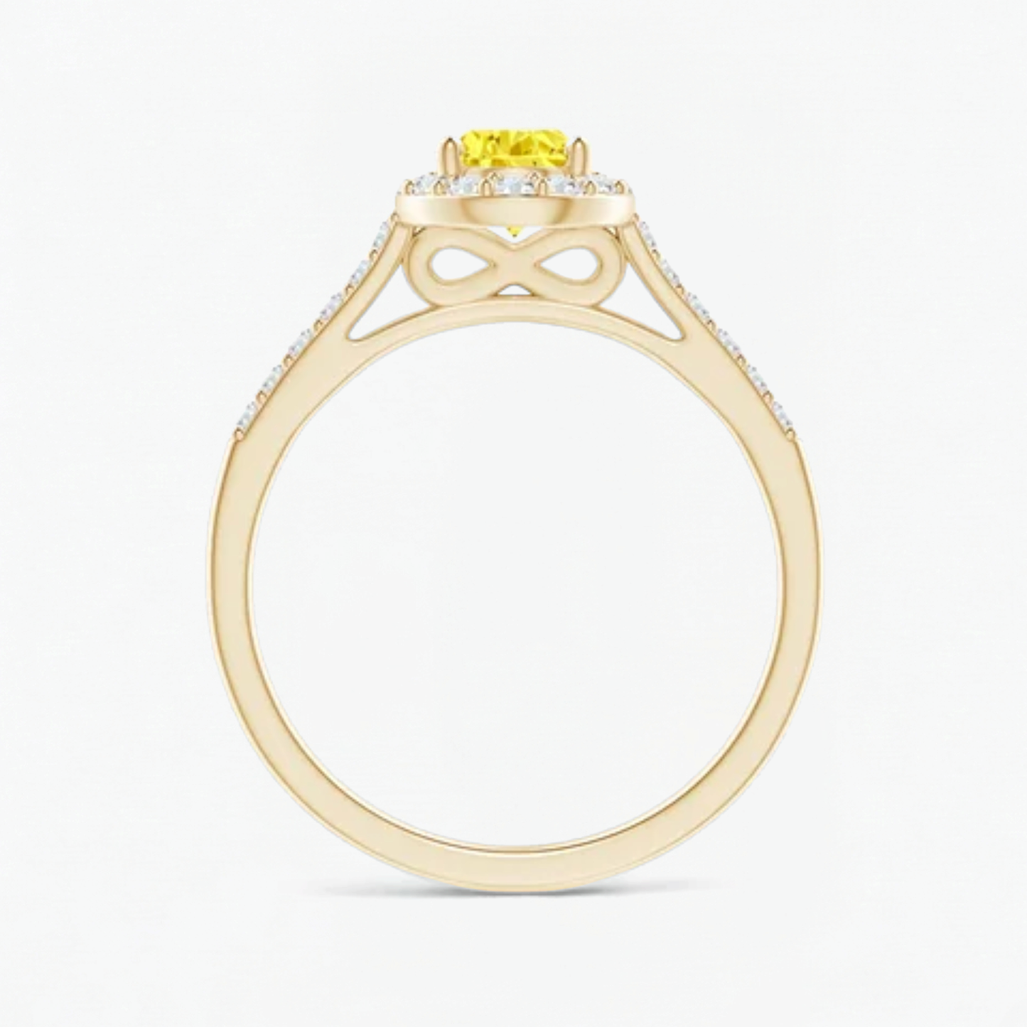 Fancy Yellow Pear Diamond Halo Engagement Ring
