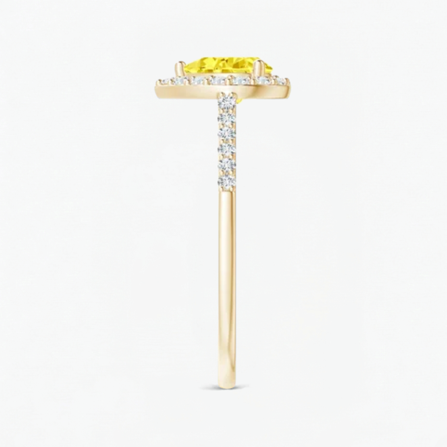 Fancy Yellow Pear Diamond Halo Engagement Ring