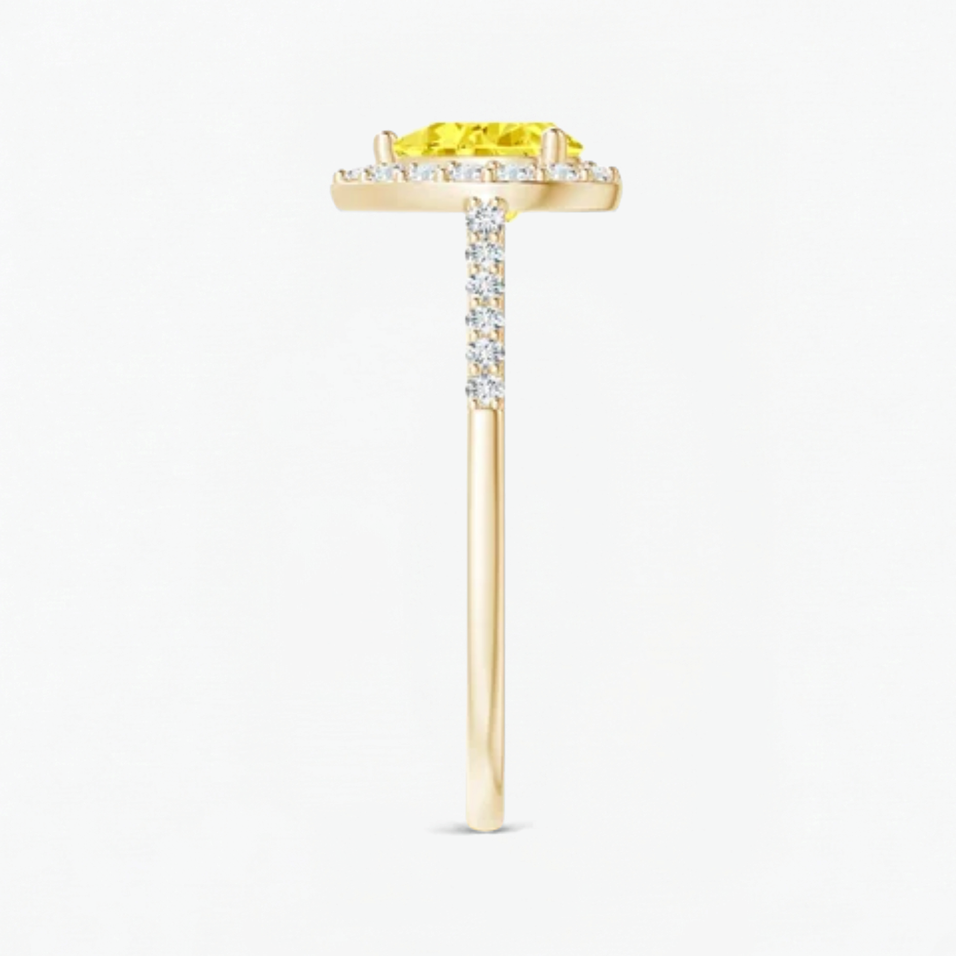 Fancy Yellow Pear Diamond Halo Engagement Ring