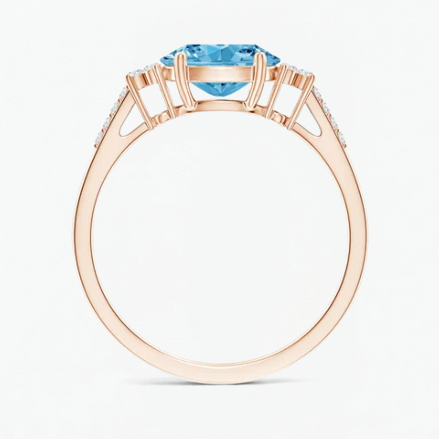 Fancy Blue Oval Cut Diamond Horizontally Set Engagement Ring