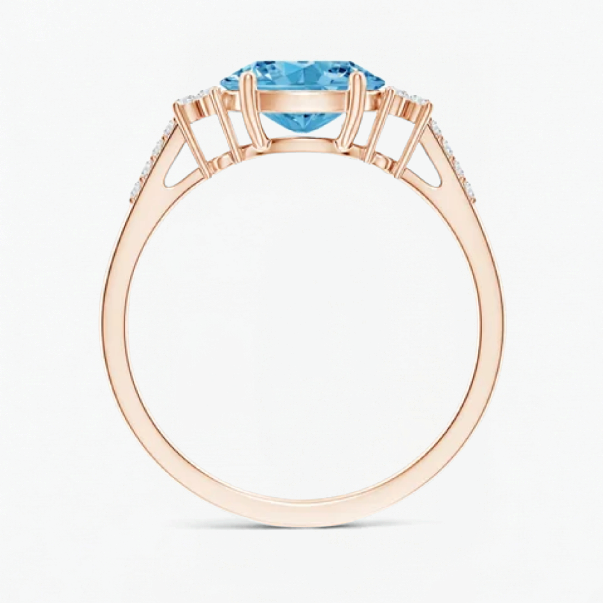 Fancy Blue Oval Cut Diamond Horizontally Set Engagement Ring