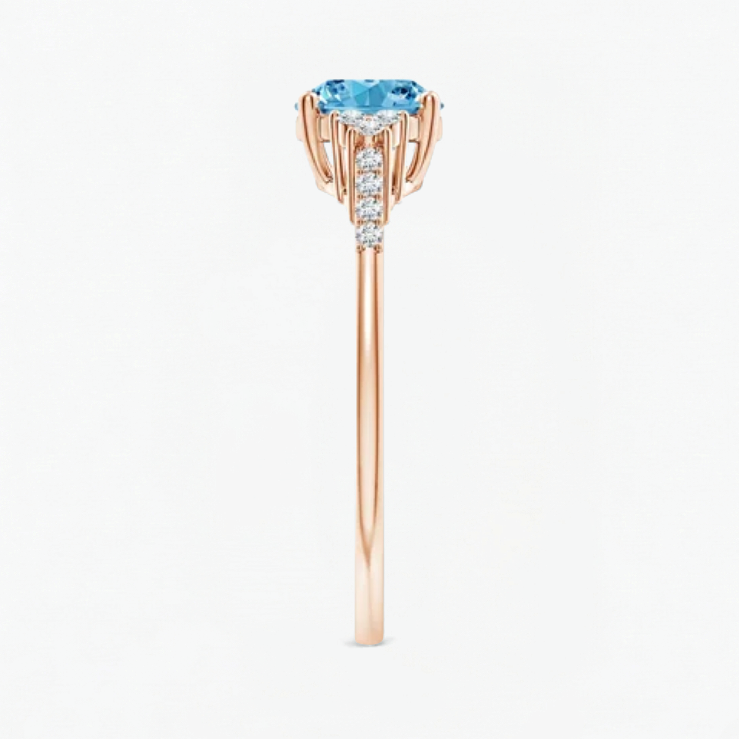 Fancy Blue Oval Cut Diamond Horizontally Set Engagement Ring