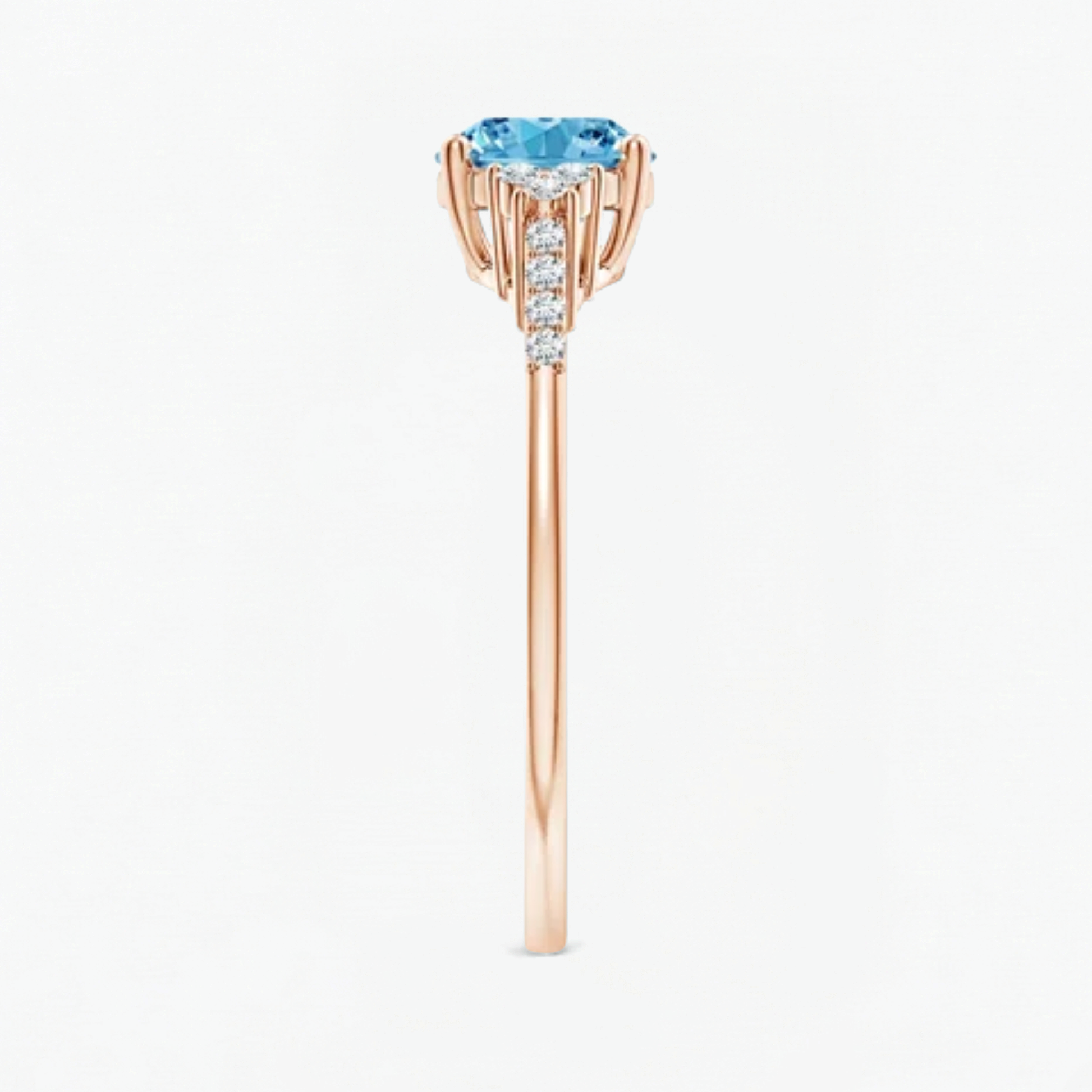 Fancy Blue Oval Cut Diamond Horizontally Set Engagement Ring