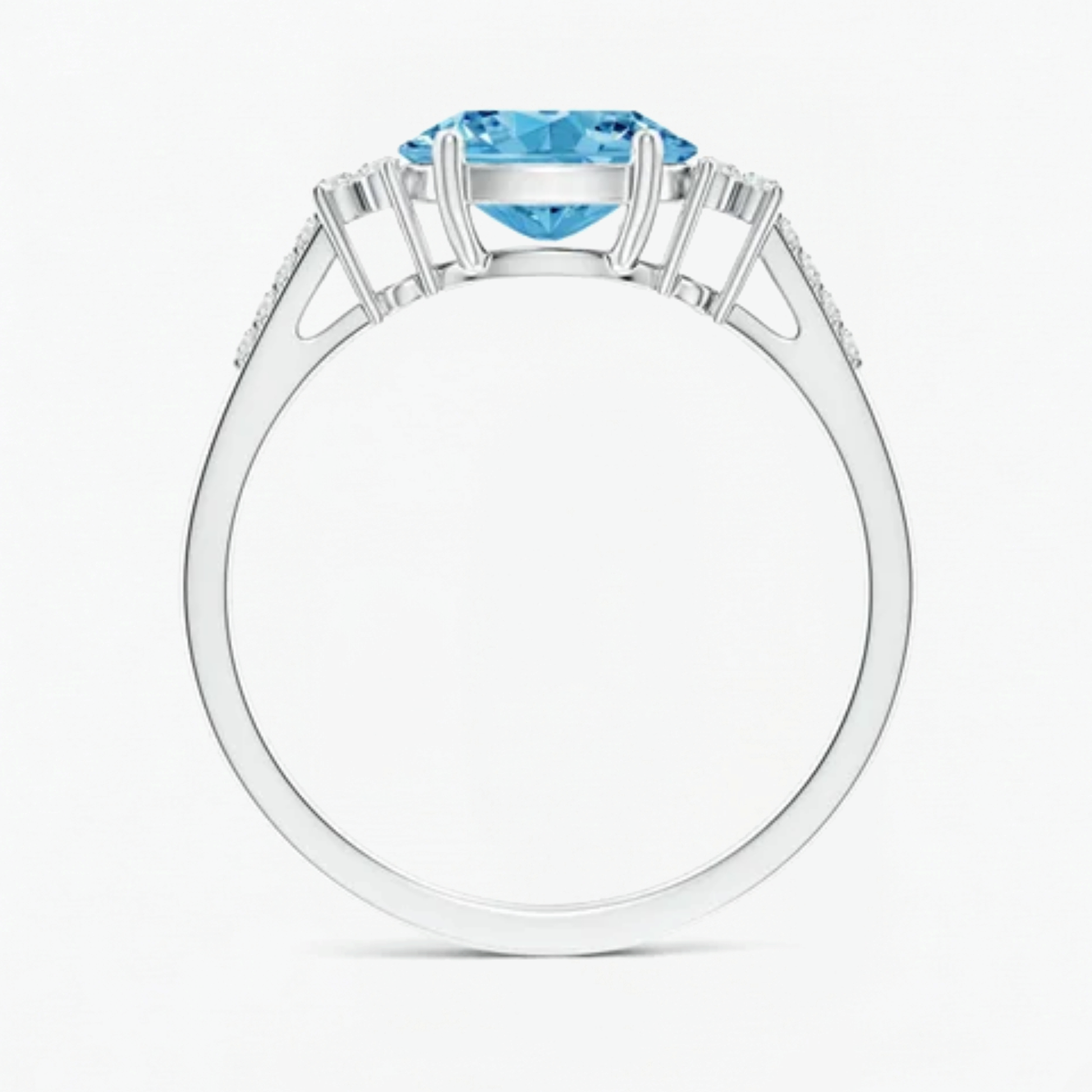 Fancy Blue Oval Cut Diamond Horizontally Set Engagement Ring