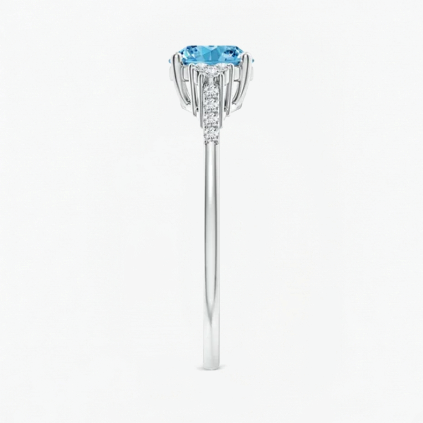 Fancy Blue Oval Cut Diamond Horizontally Set Engagement Ring
