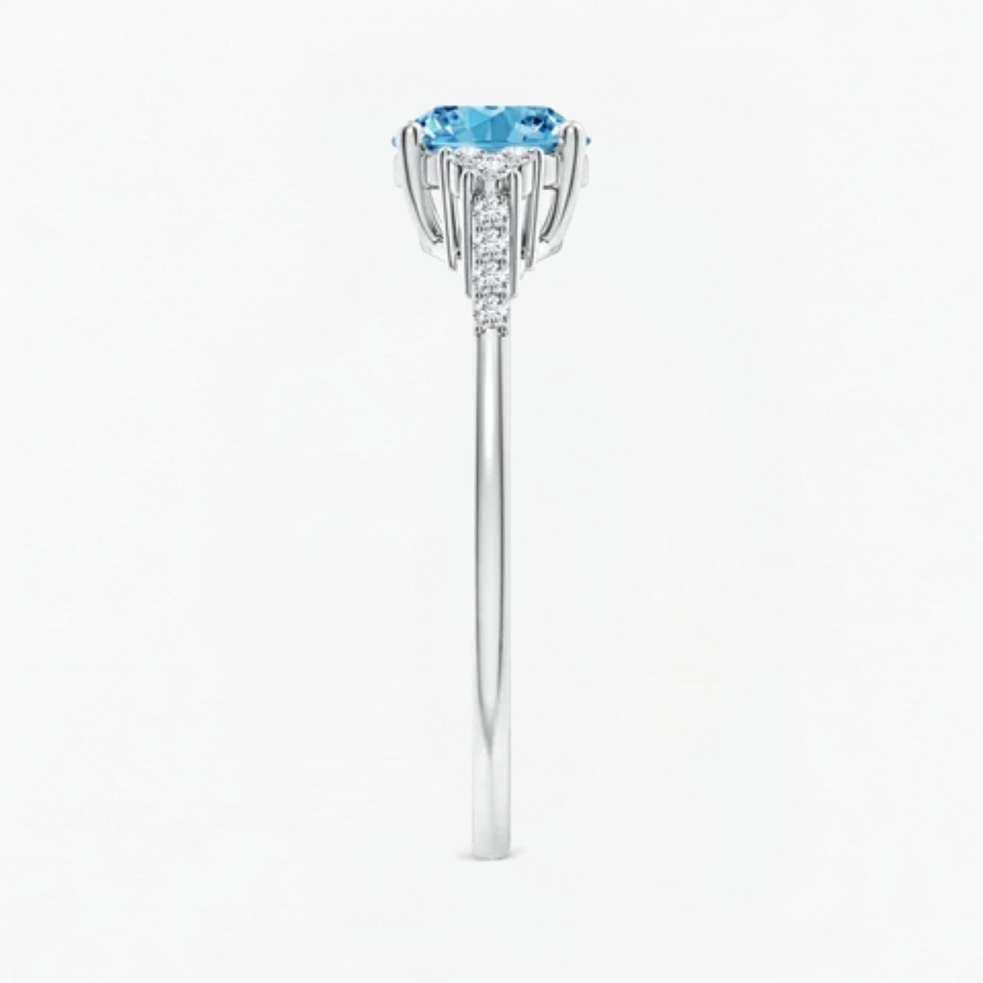 Fancy Blue Oval Cut Diamond Horizontally Set Engagement Ring