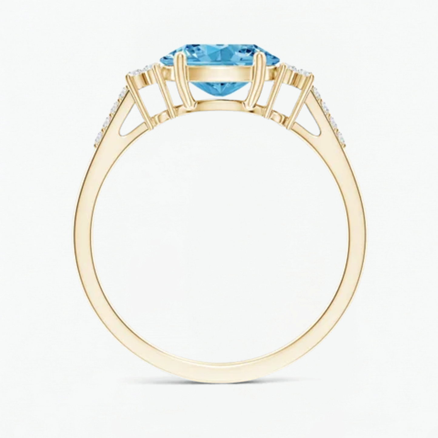 Fancy Blue Oval Cut Diamond Horizontally Set Engagement Ring
