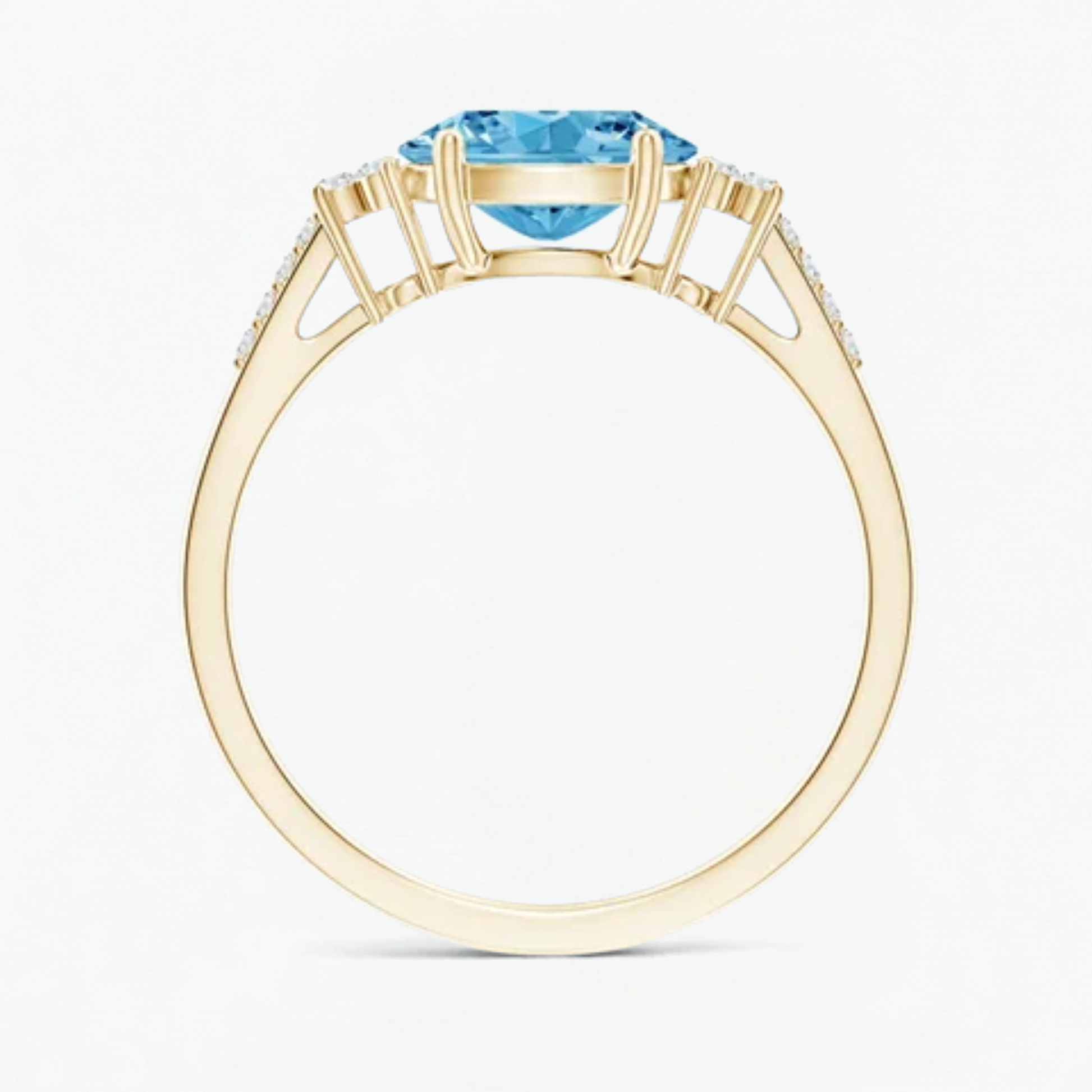 Fancy Blue Oval Cut Diamond Horizontally Set Engagement Ring