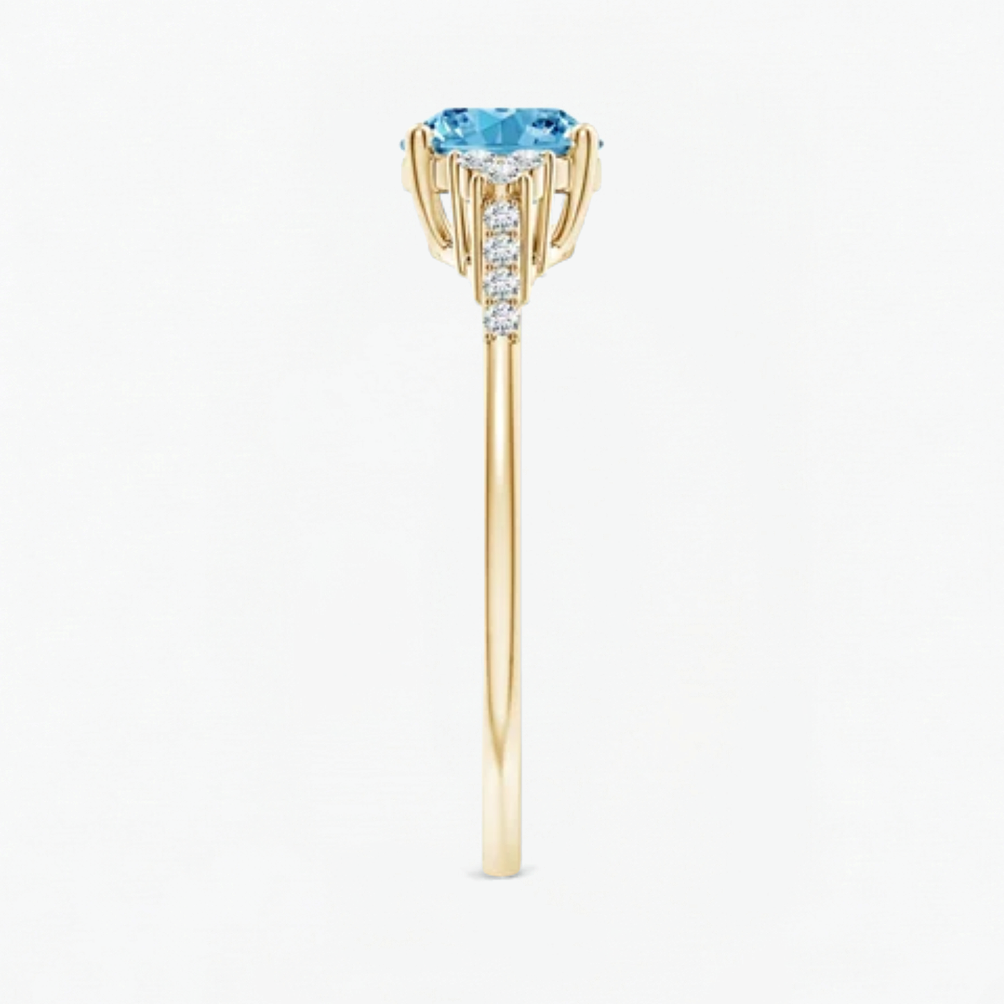 Fancy Blue Oval Cut Diamond Horizontally Set Engagement Ring