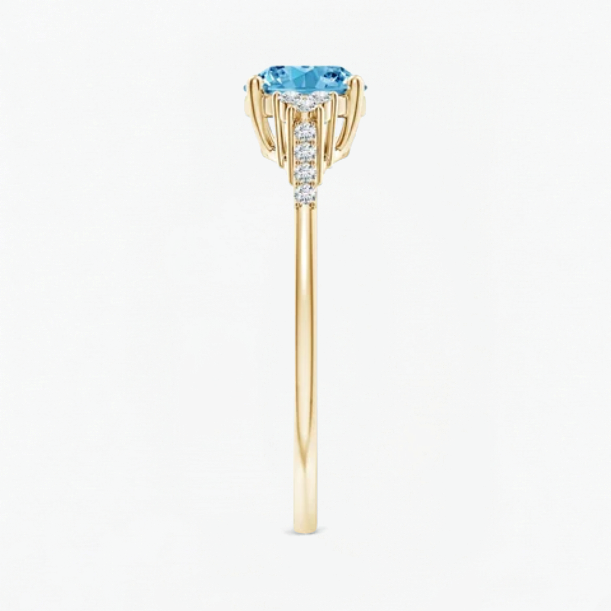 Fancy Blue Oval Cut Diamond Horizontally Set Engagement Ring