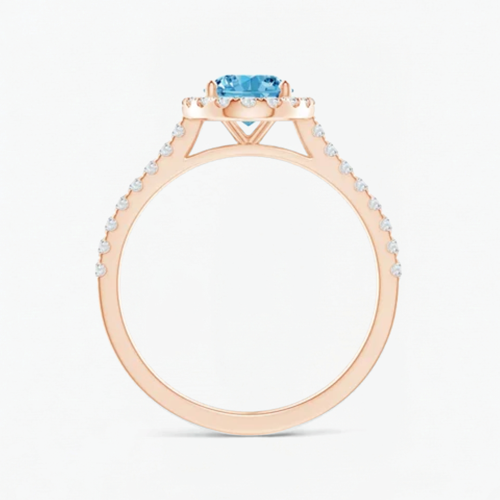 Fancy Blue Oval Cut Diamond Halo Engagement Ring