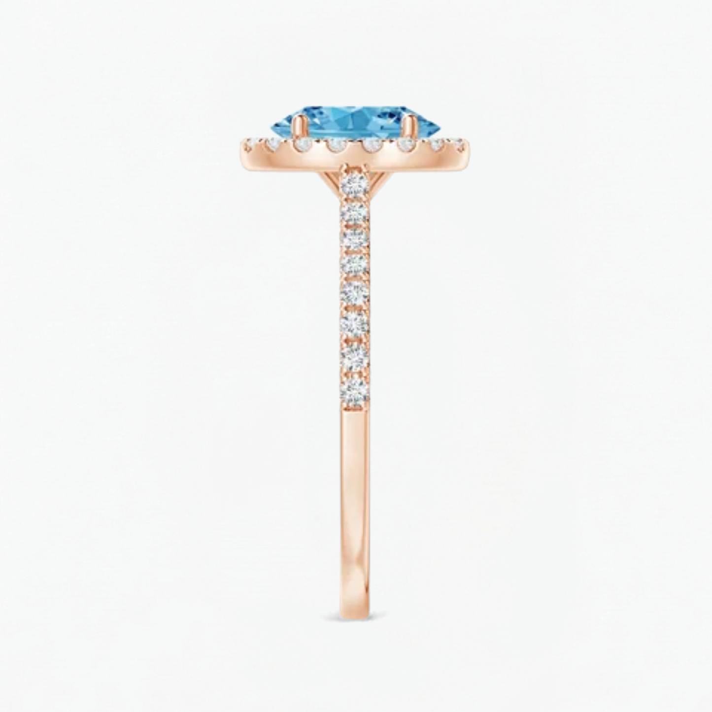 Fancy Blue Oval Cut Diamond Halo Engagement Ring