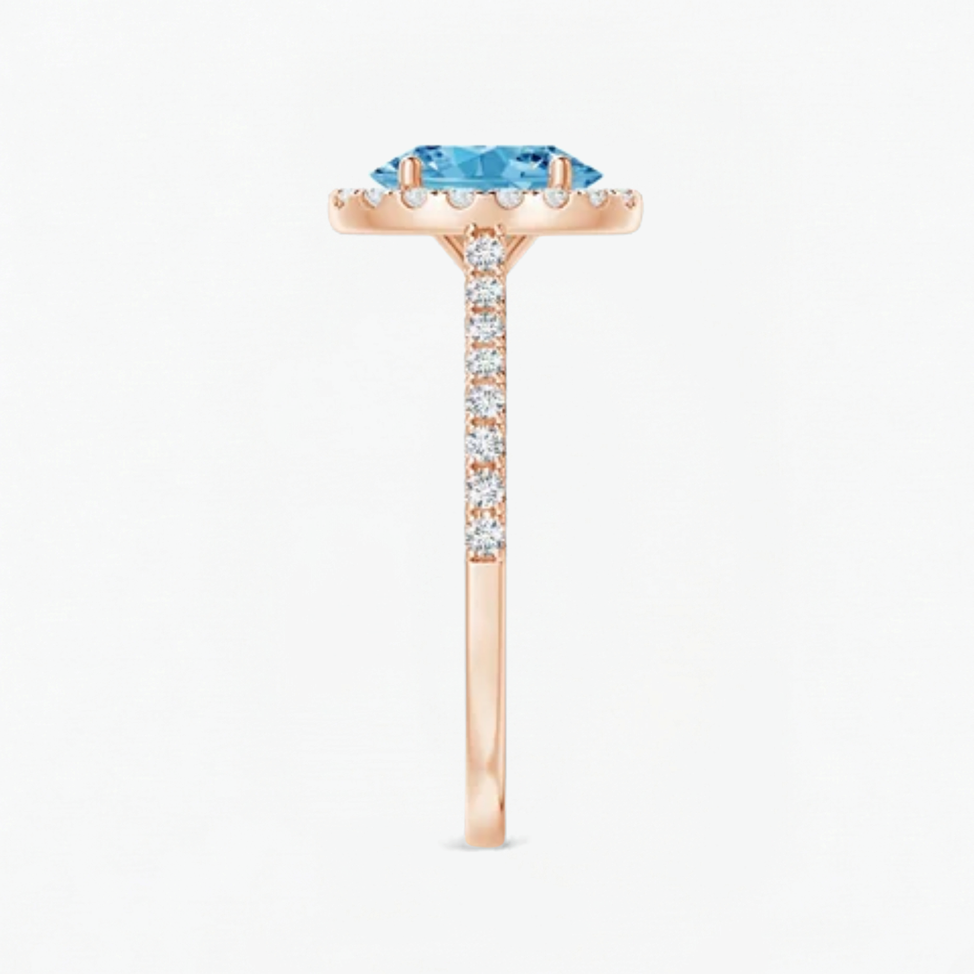 Fancy Blue Oval Cut Diamond Halo Engagement Ring