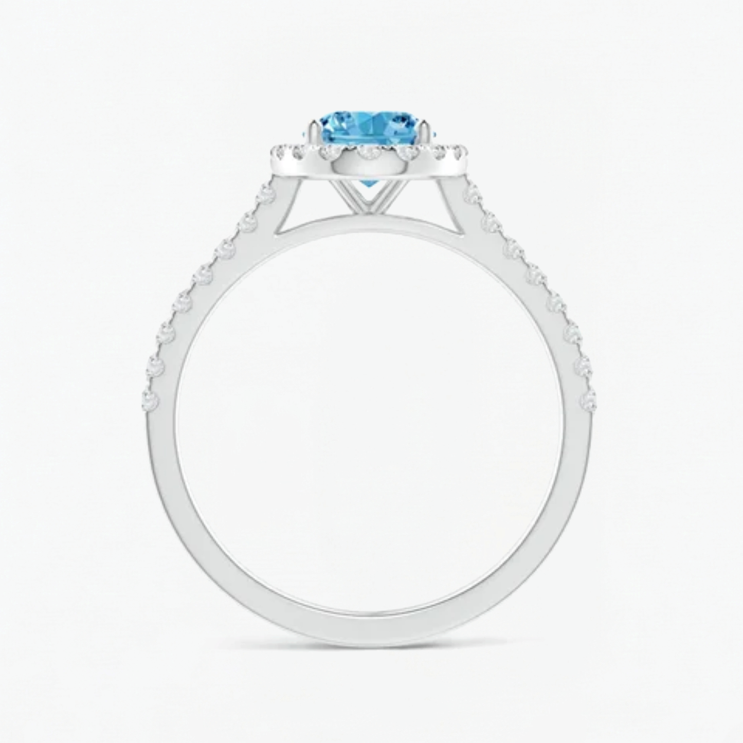 Fancy Blue Oval Cut Diamond Halo Engagement Ring