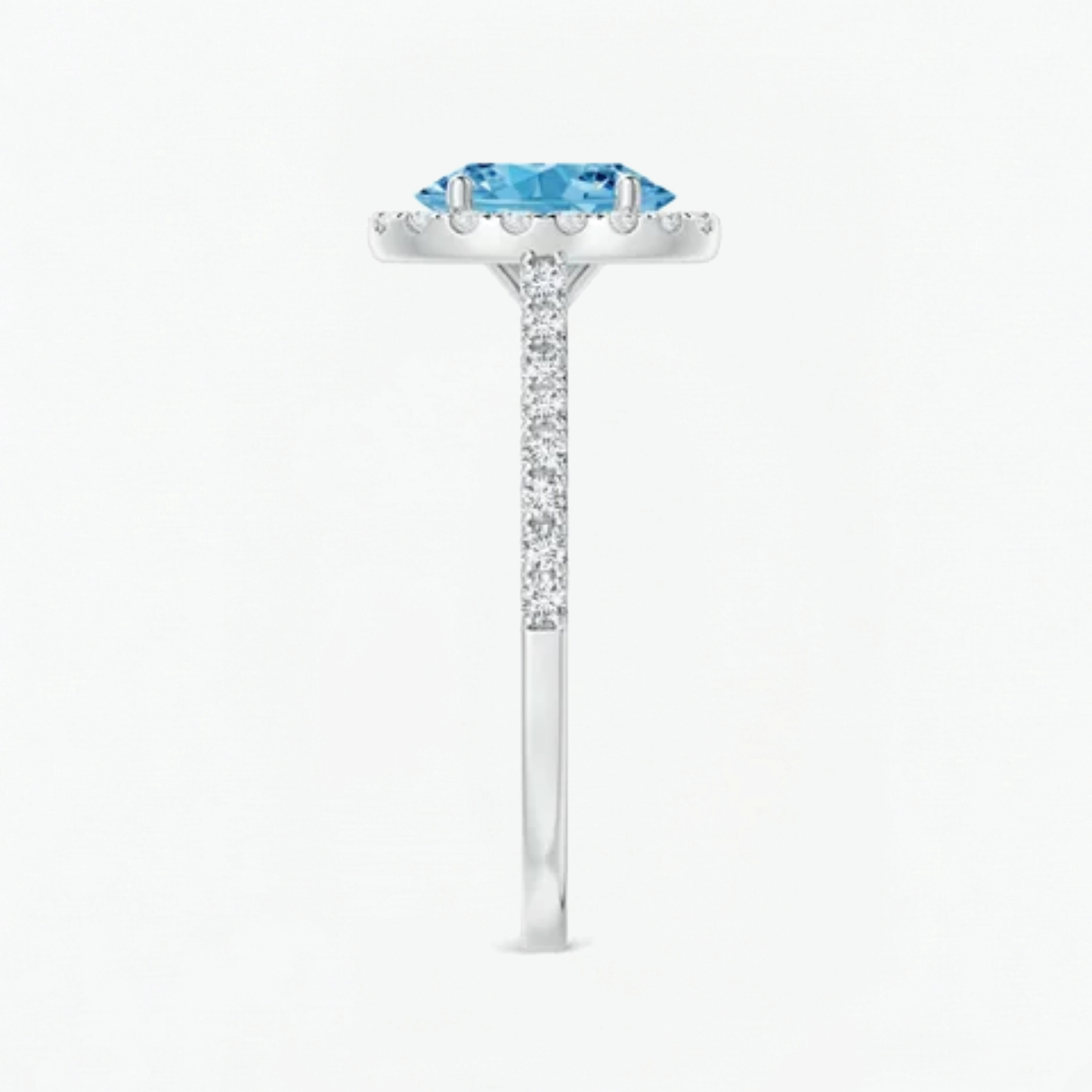 Fancy Blue Oval Cut Diamond Halo Engagement Ring