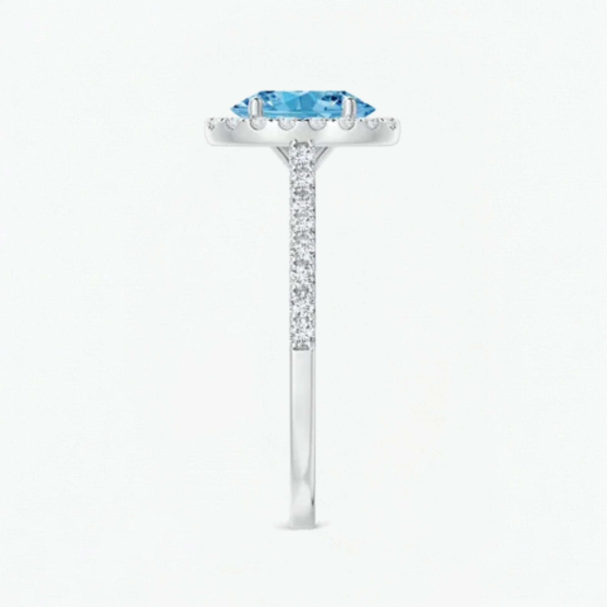 Fancy Blue Oval Cut Diamond Halo Engagement Ring