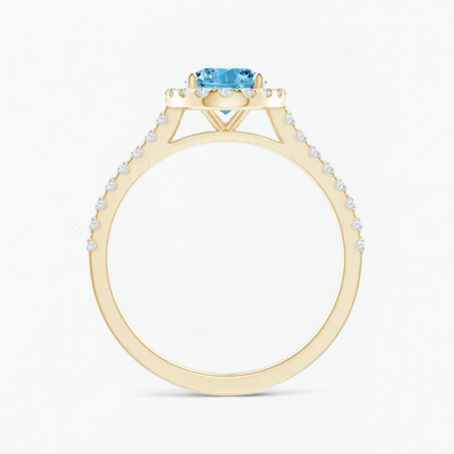Fancy Blue Oval Cut Diamond Halo Engagement Ring
