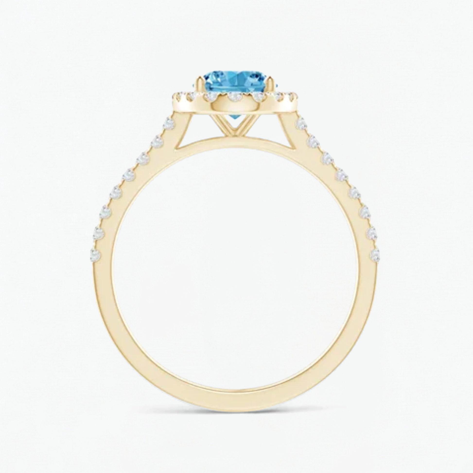 Fancy Blue Oval Cut Diamond Halo Engagement Ring