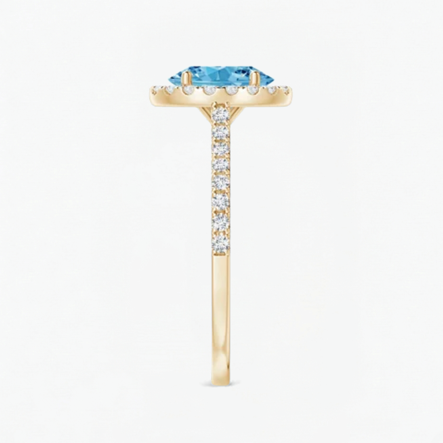 Fancy Blue Oval Cut Diamond Halo Engagement Ring