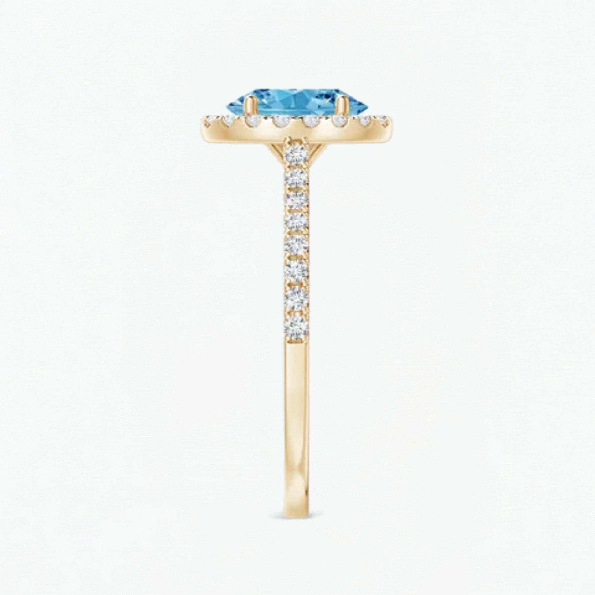 Fancy Blue Oval Cut Diamond Halo Engagement Ring