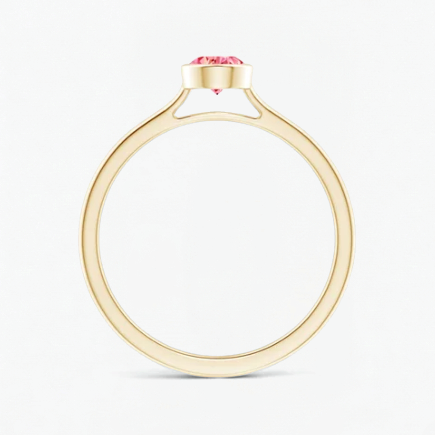 Classic Simple Fancy Pink Pear Bezel Solitaire Engagement Ring