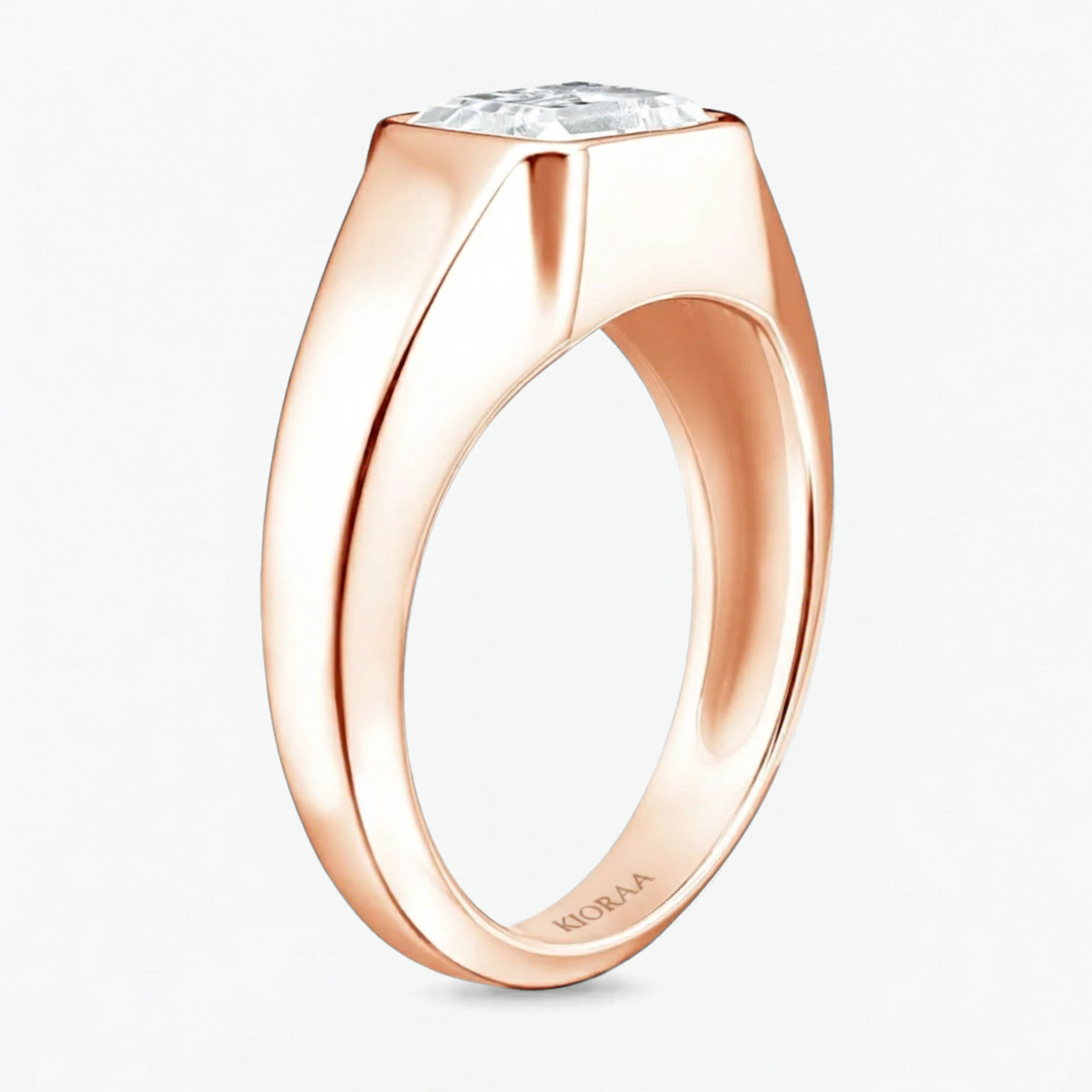 Emerald Cut Bezel Set Men's Engagement Ring