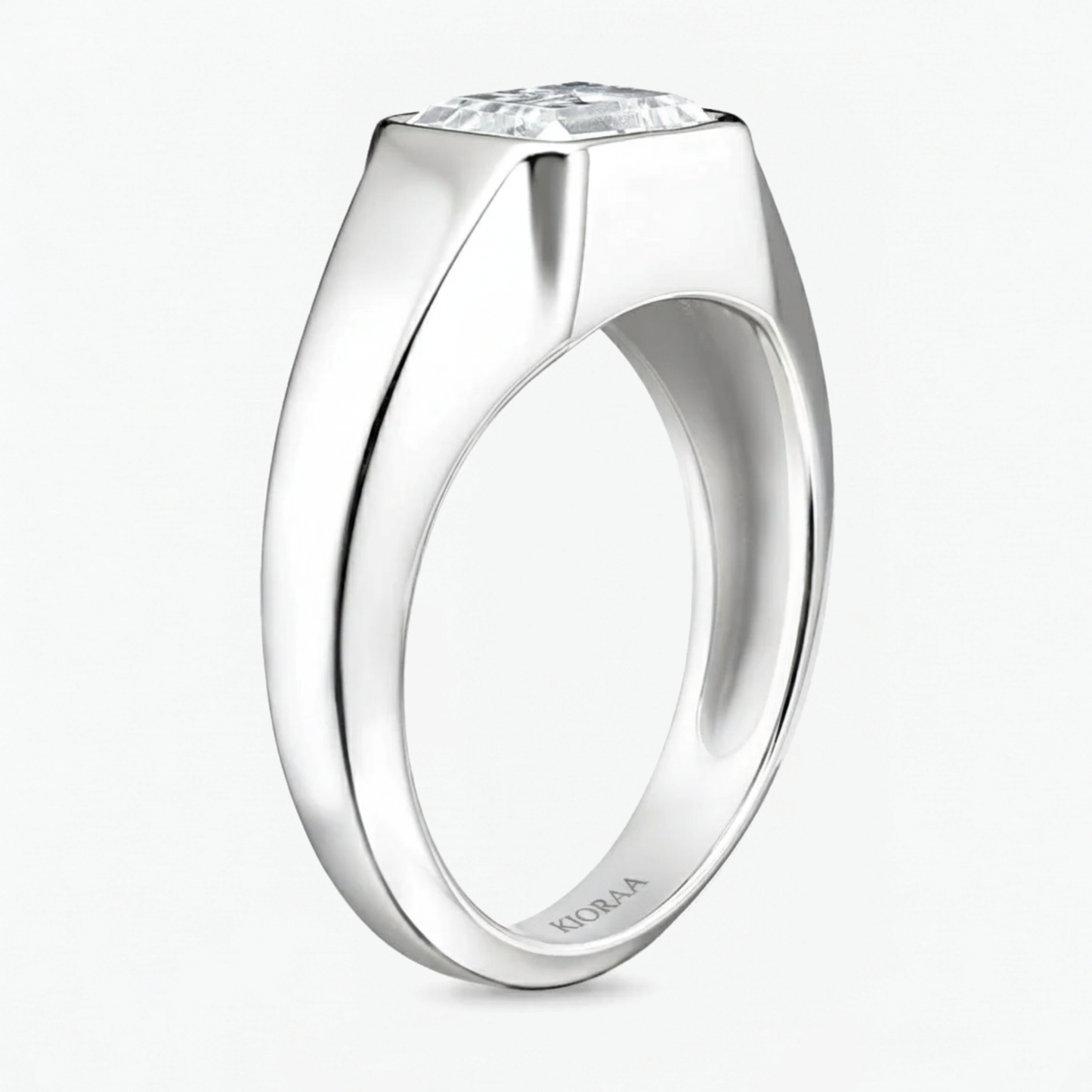 Emerald Cut Bezel Set Men's Engagement Ring