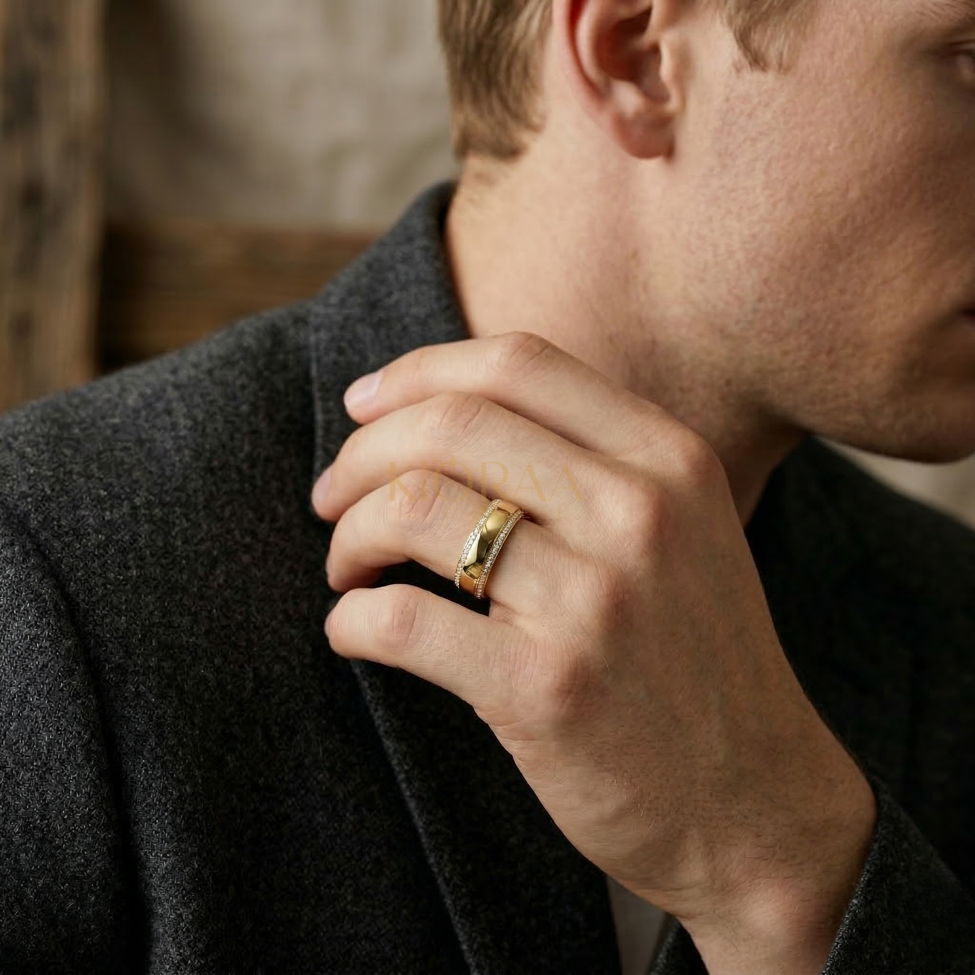 Round Cut Lab Grown Diamond Men's Engagement Ring