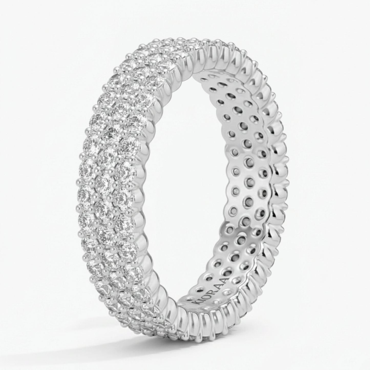 Three Row Round Cut Lab Grown Diamond Men's Engagement Ring