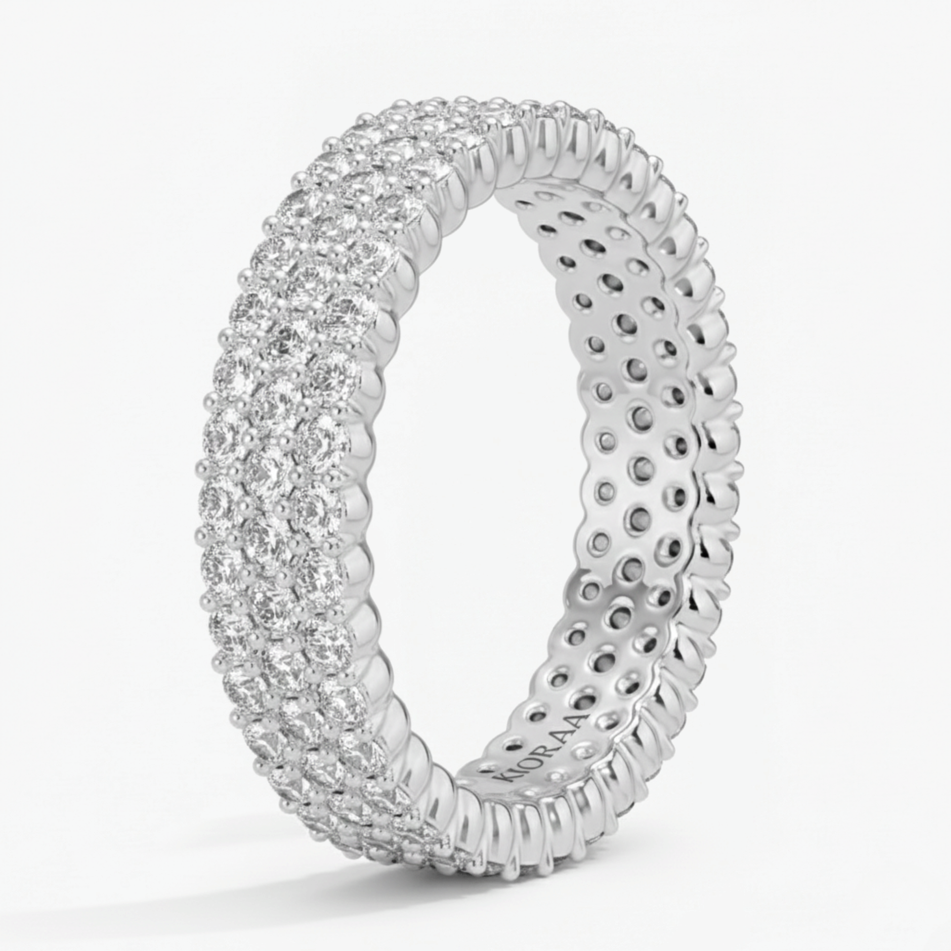 Three Row Round Cut Lab Grown Diamond Men's Engagement Ring