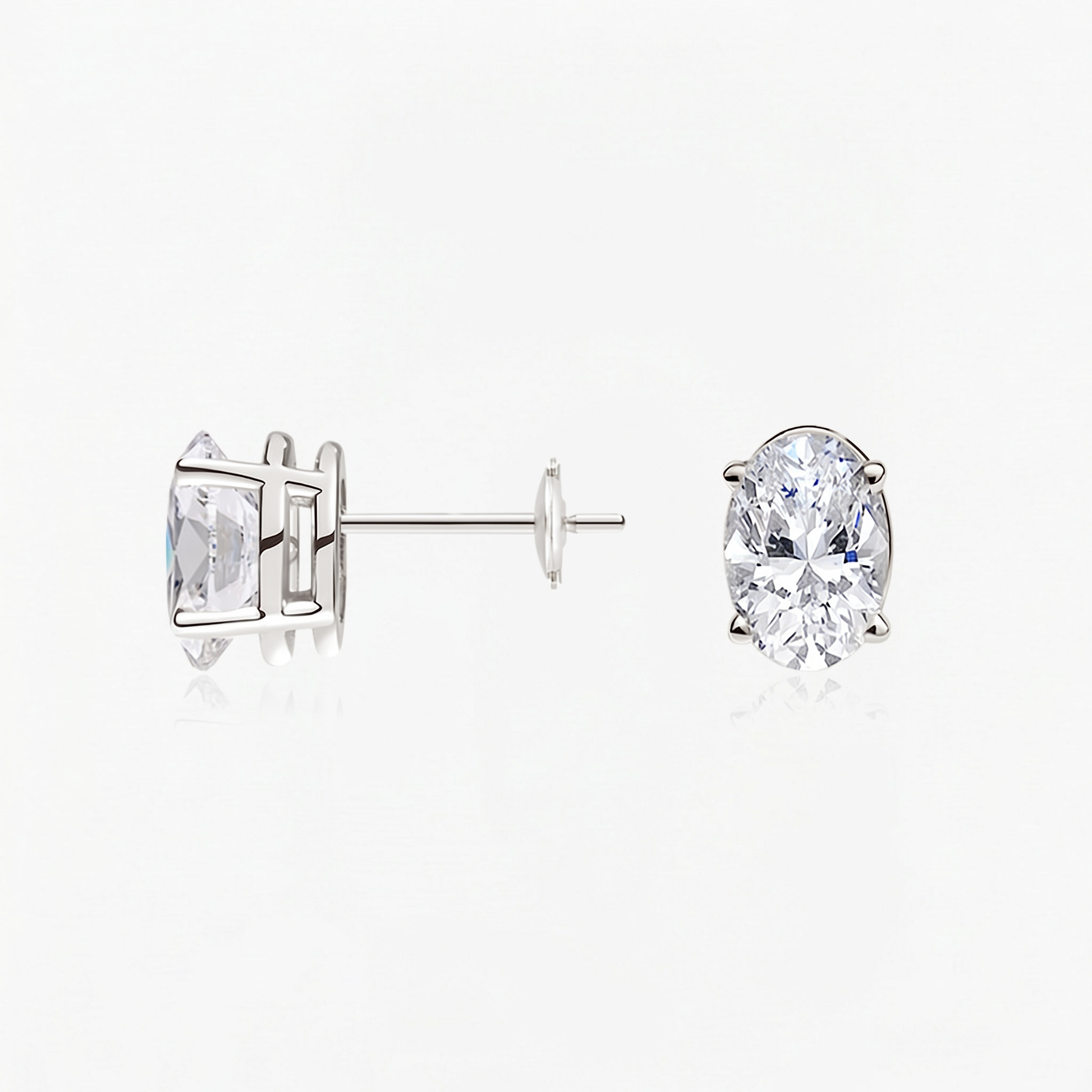 Classic Oval Diamond Solitaire Studs