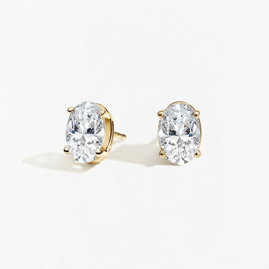 Classic Oval Diamond Solitaire Studs