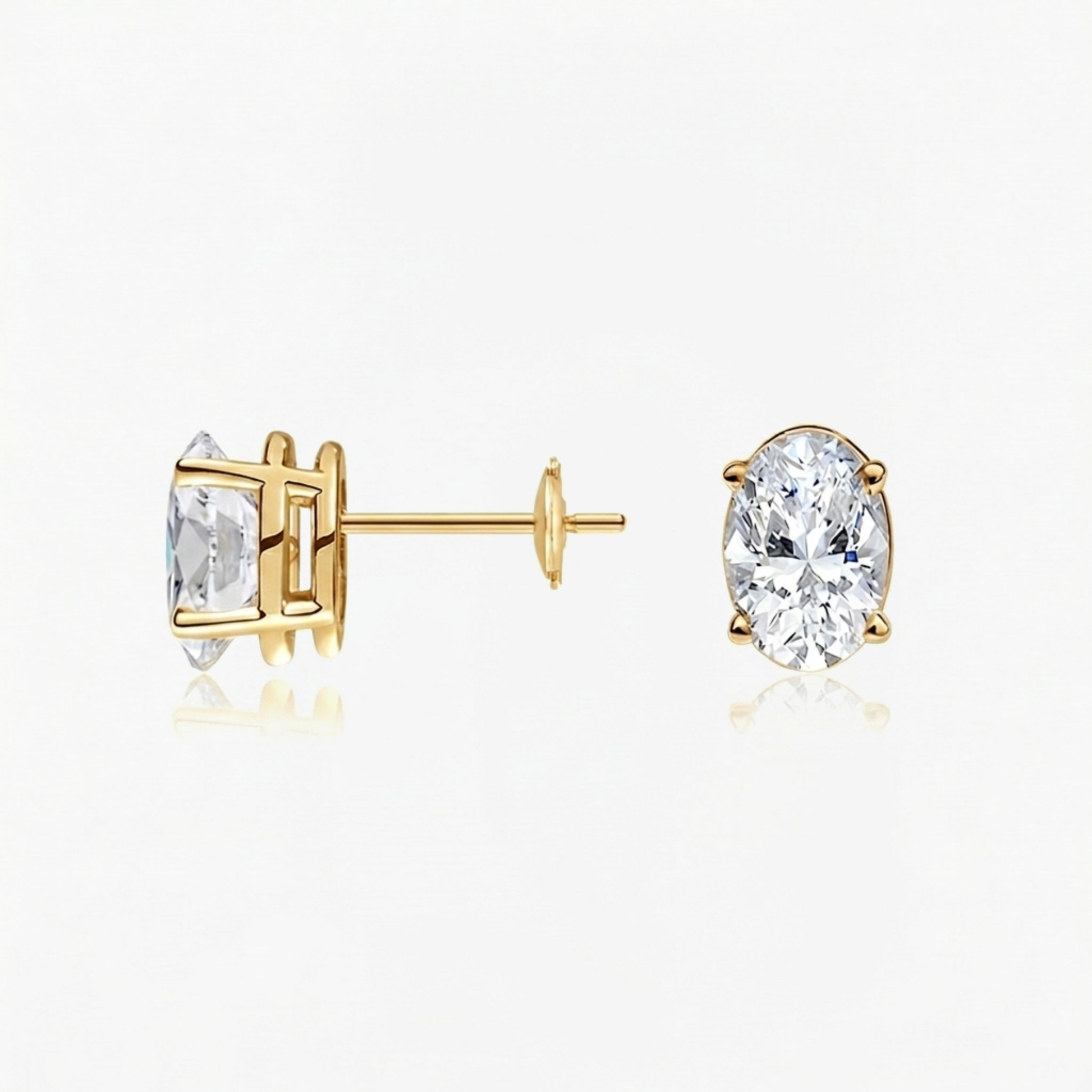 Classic Oval Diamond Solitaire Studs