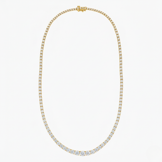 Round Lab Diamond Tennis Necklace