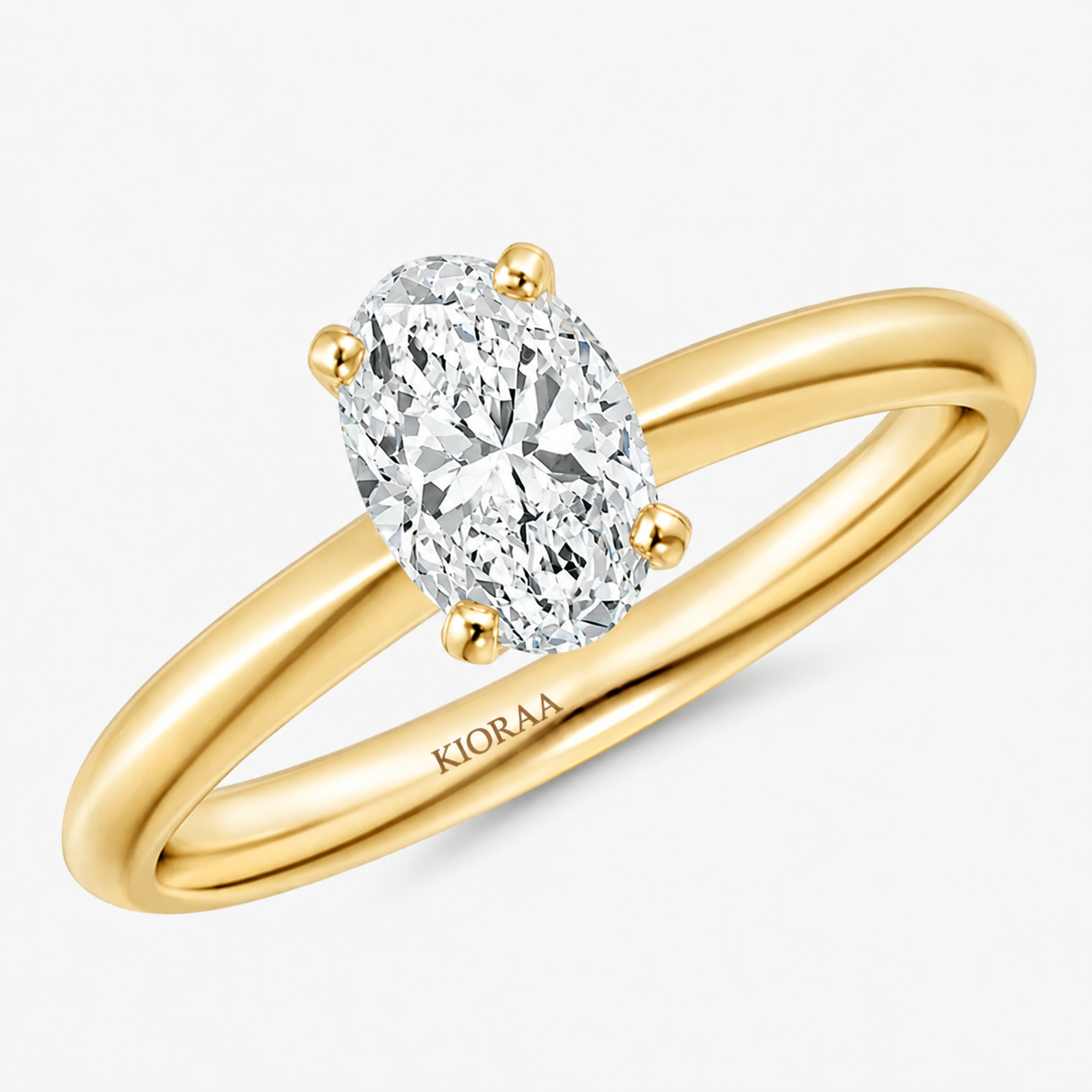 Classic Simple Fancy Blue Oval Knife Edge Solitaire Ring