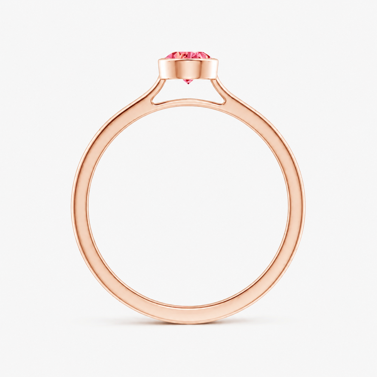 Classic Simple Fancy Pink Pear Bezel Solitaire Engagement Ring