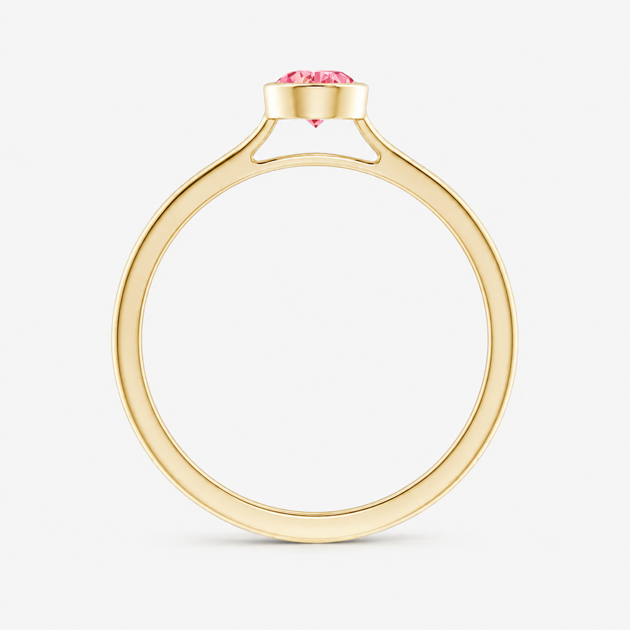 Classic Simple Fancy Pink Pear Bezel Solitaire Engagement Ring
