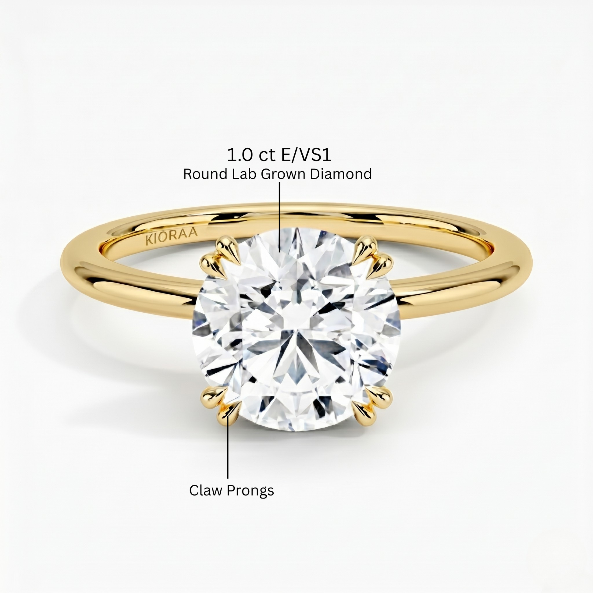 Classic Petal Round Solitaire  Engagement Ring Double Prong Setting