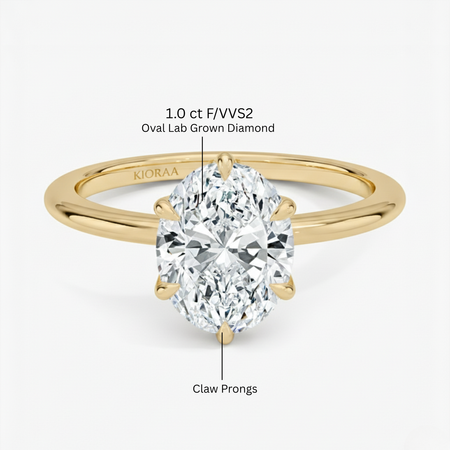 Classic Petal Oval Solitaire Six Prong Setting Engagement Ring