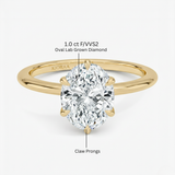 Classic Petal Oval Solitaire Six Prong Setting Engagement Ring, thumbnail 13
