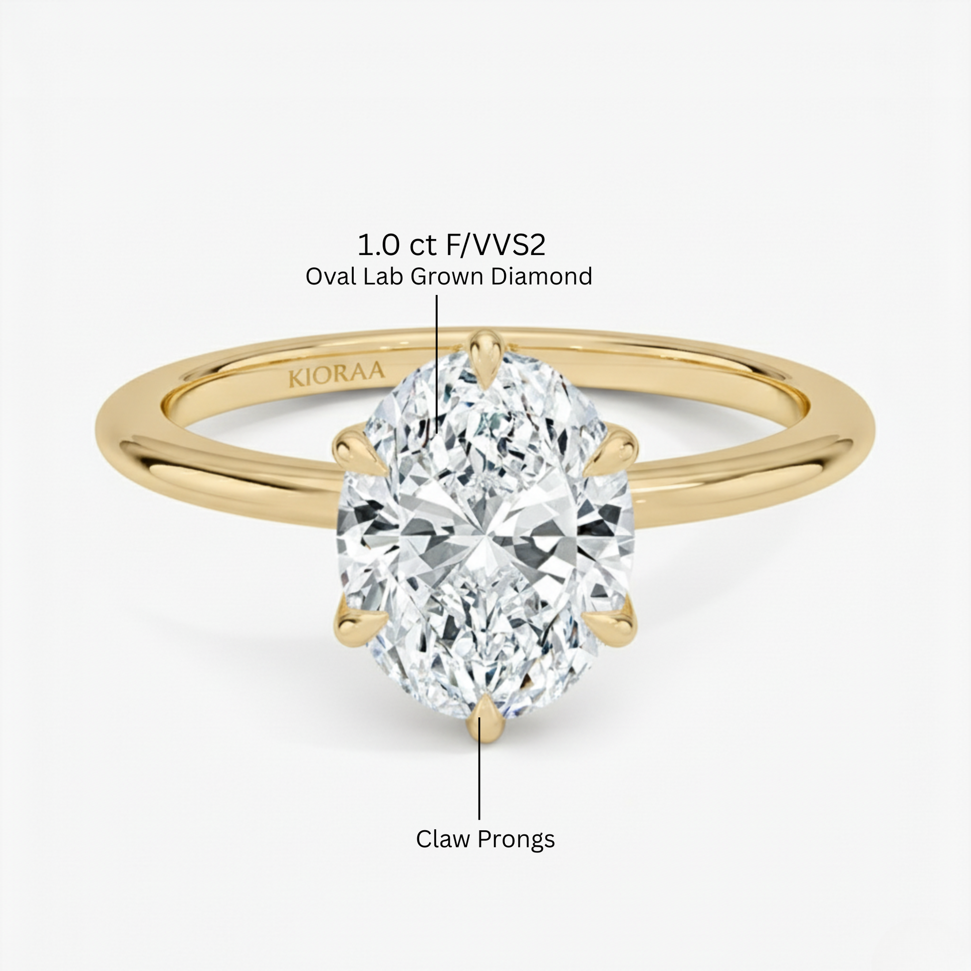 Classic Petal Oval Solitaire Six Prong Setting Engagement Ring